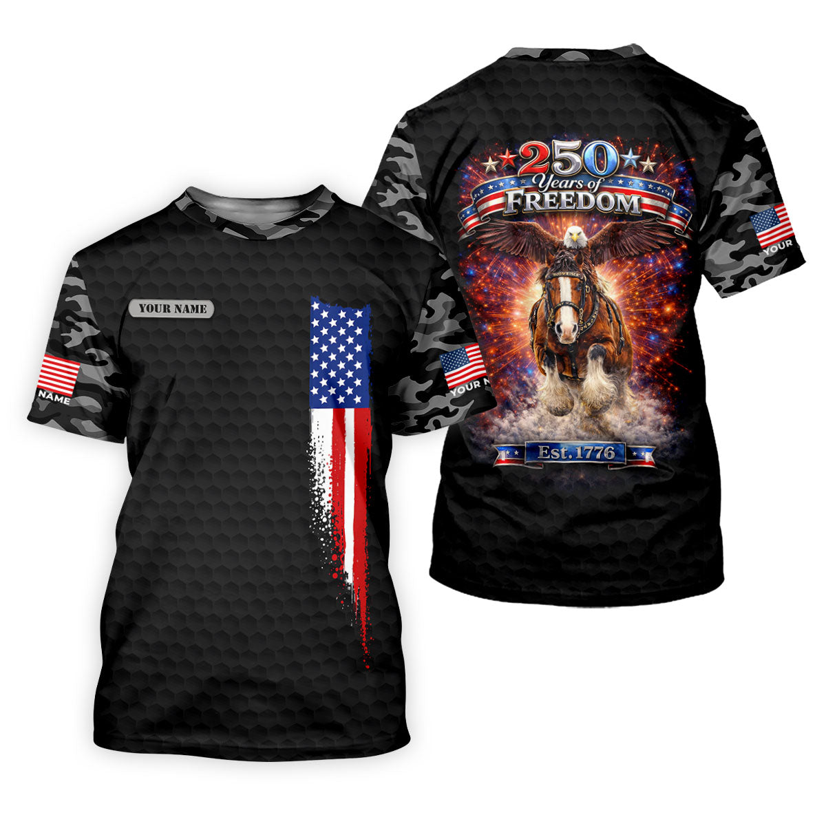 250 Years Of Freedom Black Camo Patriotic Golf Shirt, 4th Of July Golf Shirt For Women