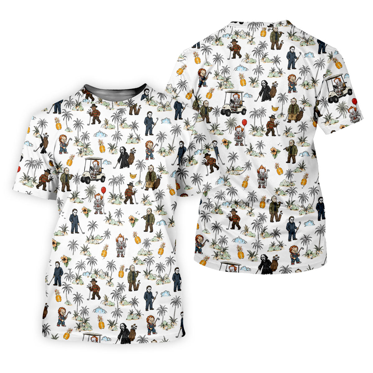 Mini Horror Character Halloween Golf Shirt, Women's Golf Apparel, Golf Polo For Women