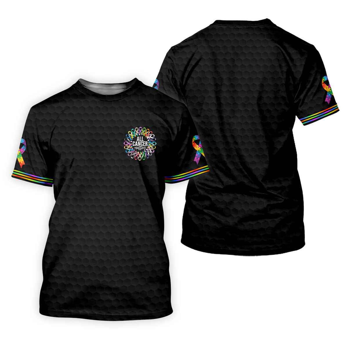 All Cancer Matters Multicolor Ribbon Golf Polo Shirt, Mens Golf Shirts, Polo Shirts For Men