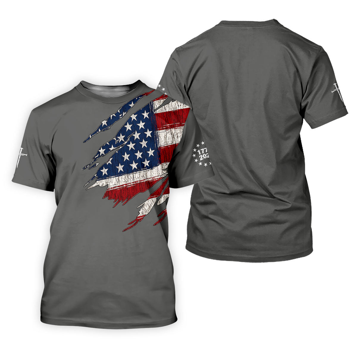 250th Anniversary Faith Cross Distressed USA Flag 4th Of July Golf Shirt, Patriotic Golf Shirt, Polo For Men