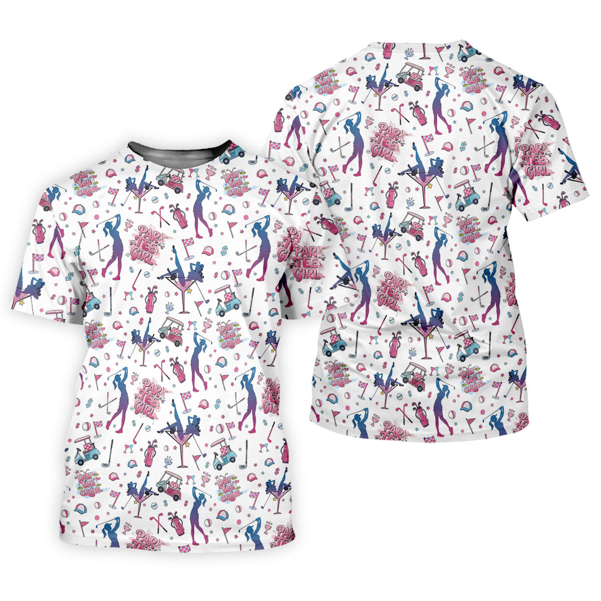 Funny Par Tee Girl Golfer Pattern Golf Polo Shirt, Polo Shirts For Men, Mens Golf Apparel