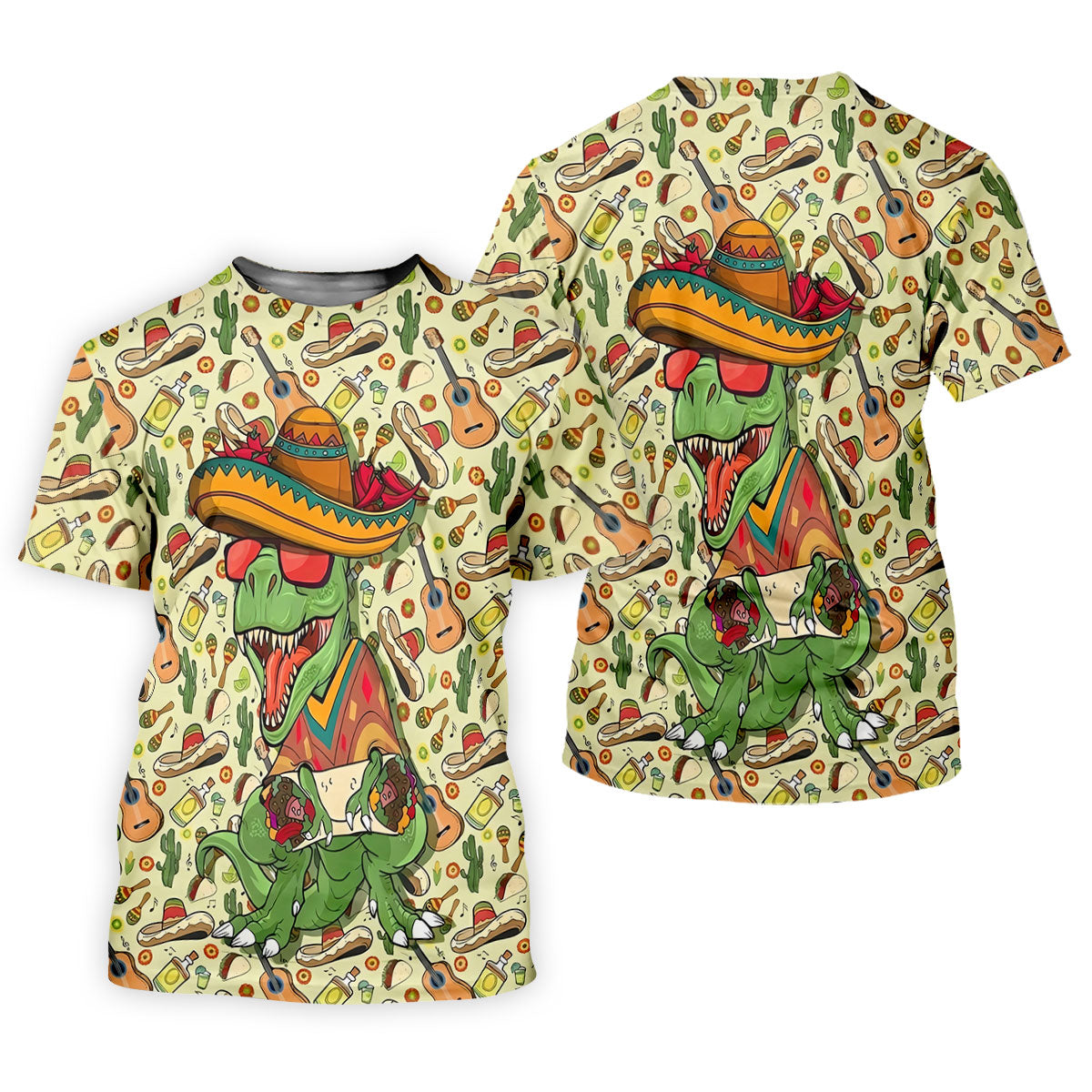 Mexican T-Rex Cinco De Mayo Celebration Funny Golf Shirt, Vibrant Color Golf Shirts For Men