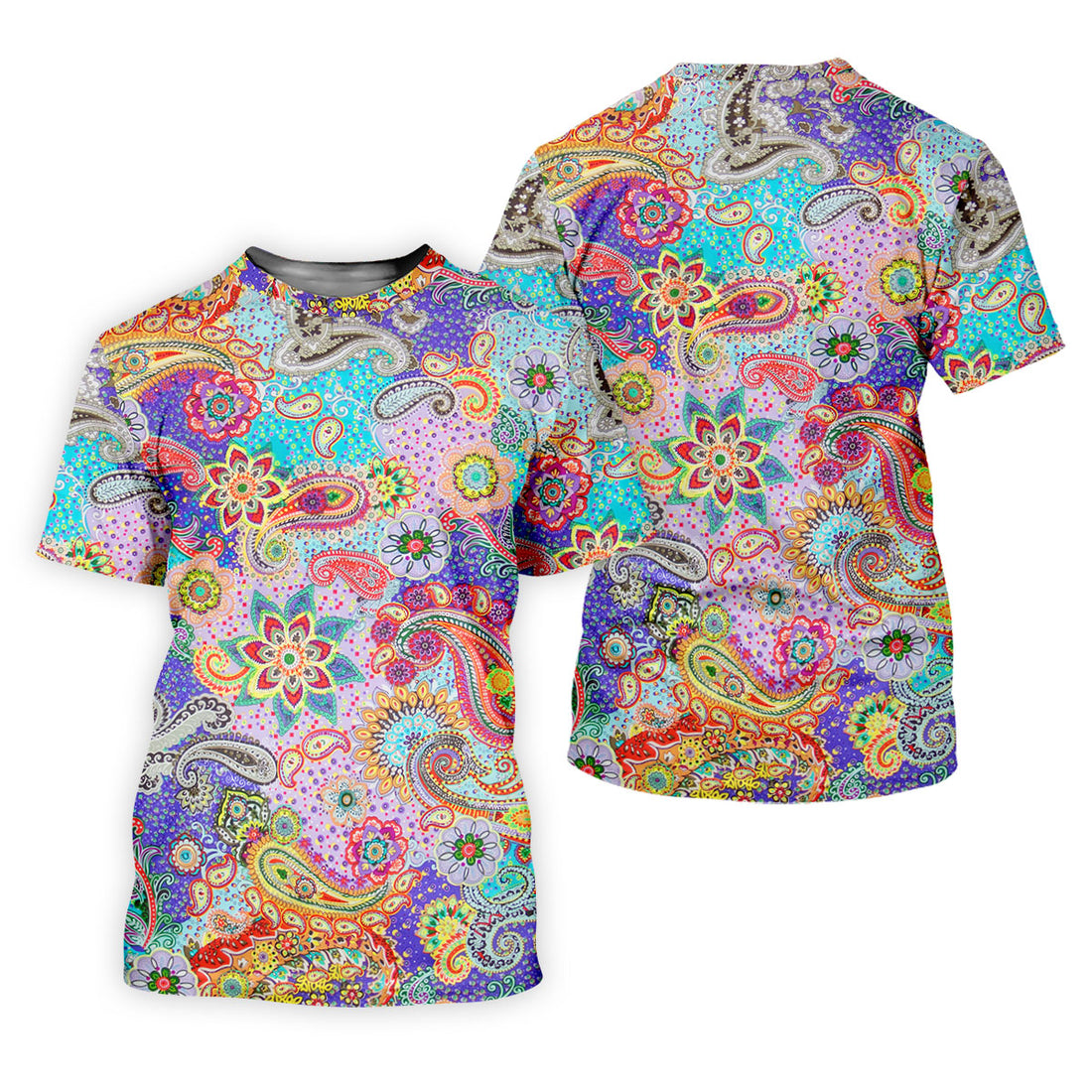 Vibrant Paisley Floral Patchwork Golf Polo Shirt, Ladies Golf Shirt, Golf Tops For Women