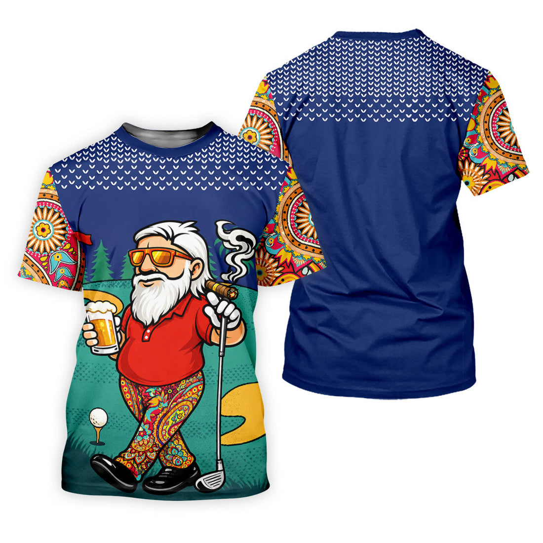 Women's Funny Golf Santa Beer And Cigar Polo Shirt, Hawaiian Golf Shirt, Women’s Golf Polo, Women’s Golf Apparel