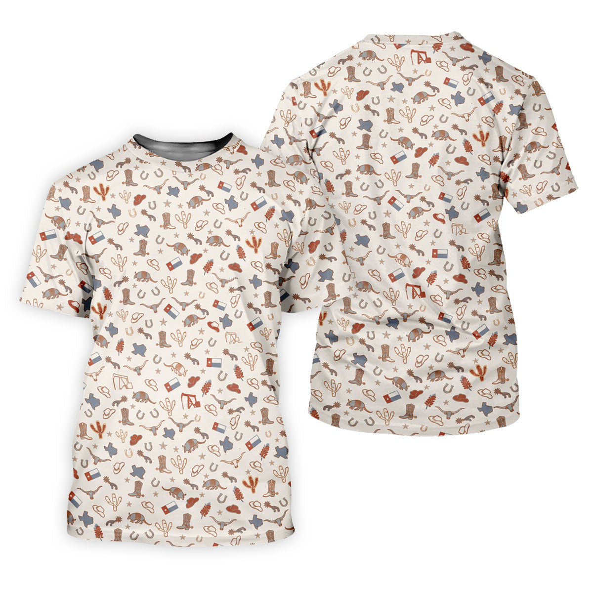 Beige Texas Cowboy Pattern Golf Polo Shirt, Golf Shirts For Women, Hawaiian Golf Shirt