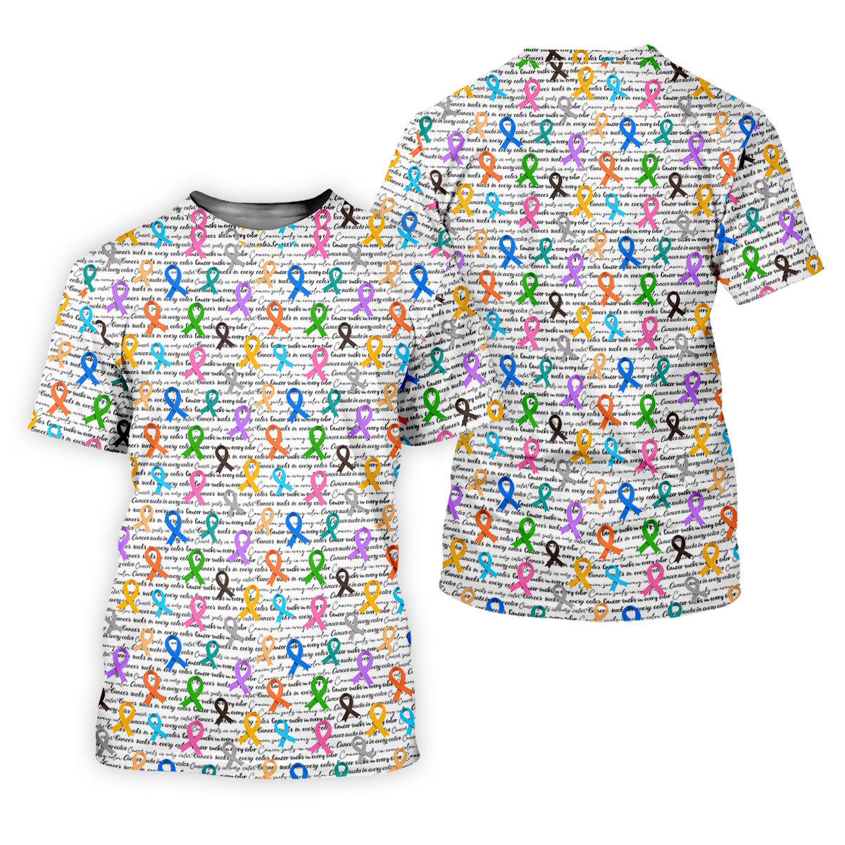 Cancer Sucks In Every Color Cancer Survivor Shirt, Colorful Ribbon Cancer Awareness Shirt, Polo Shirts For Men