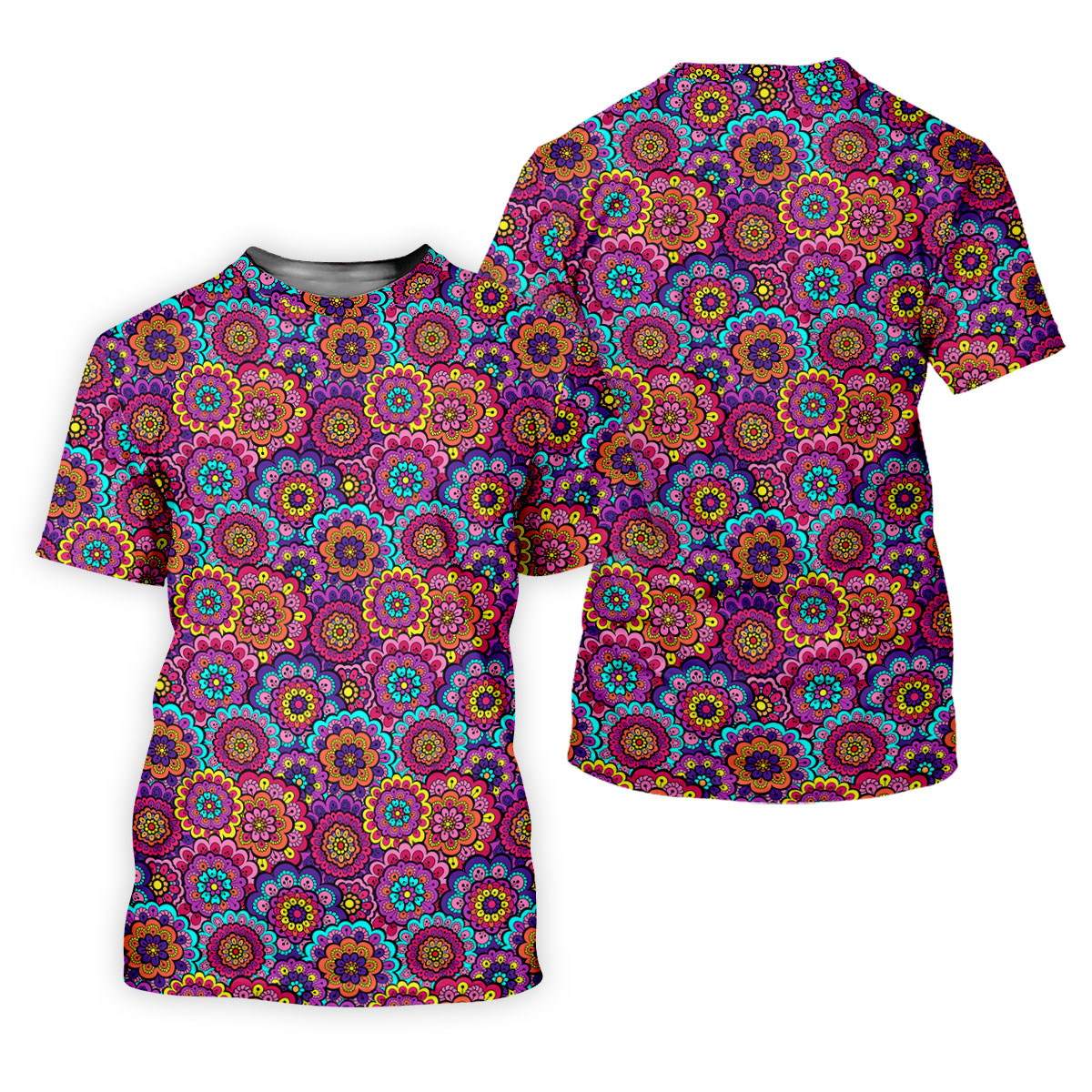 Colorful Mandala Floral Pattern Zip Hoodie, Women's Graphic Hoodie, Hoodies For Women