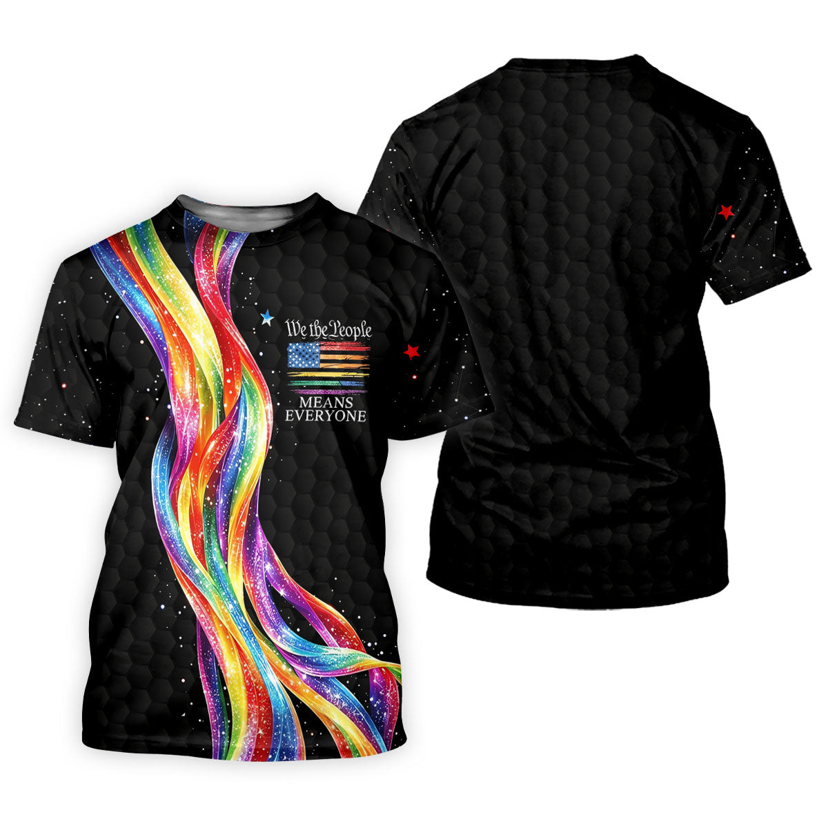 We The People Means Everyone LGBT Rainbow Ladies Golf Tops, Pride Month Celebrate Golf Shirt For Women