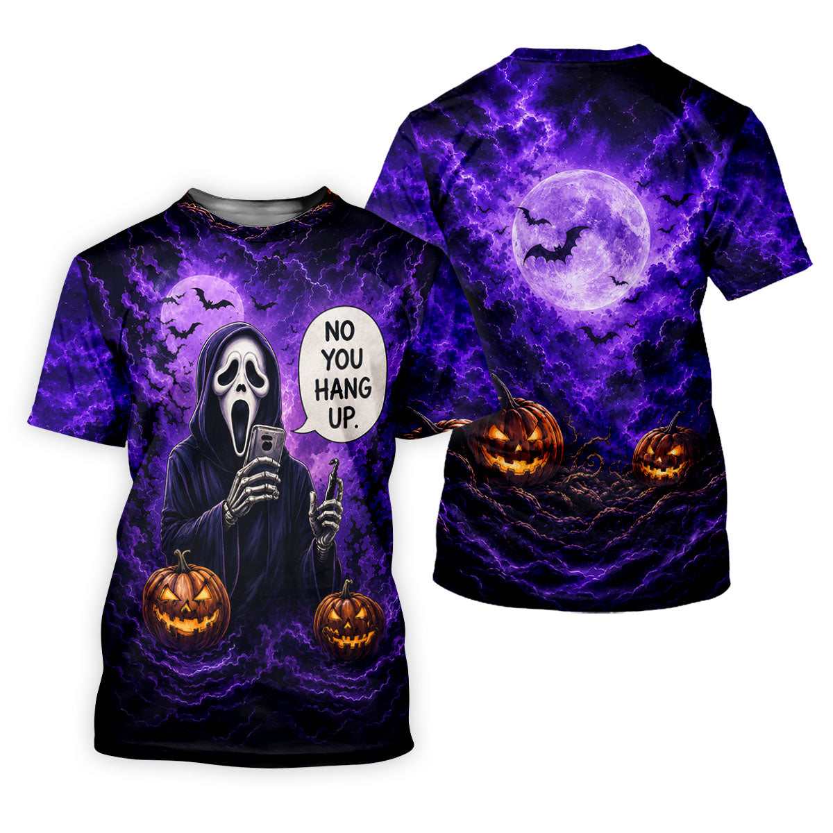 No You Hang Up Halloween Horror Character Shirt, Printed Golf Shirts, Hawaiian Golf Shirt