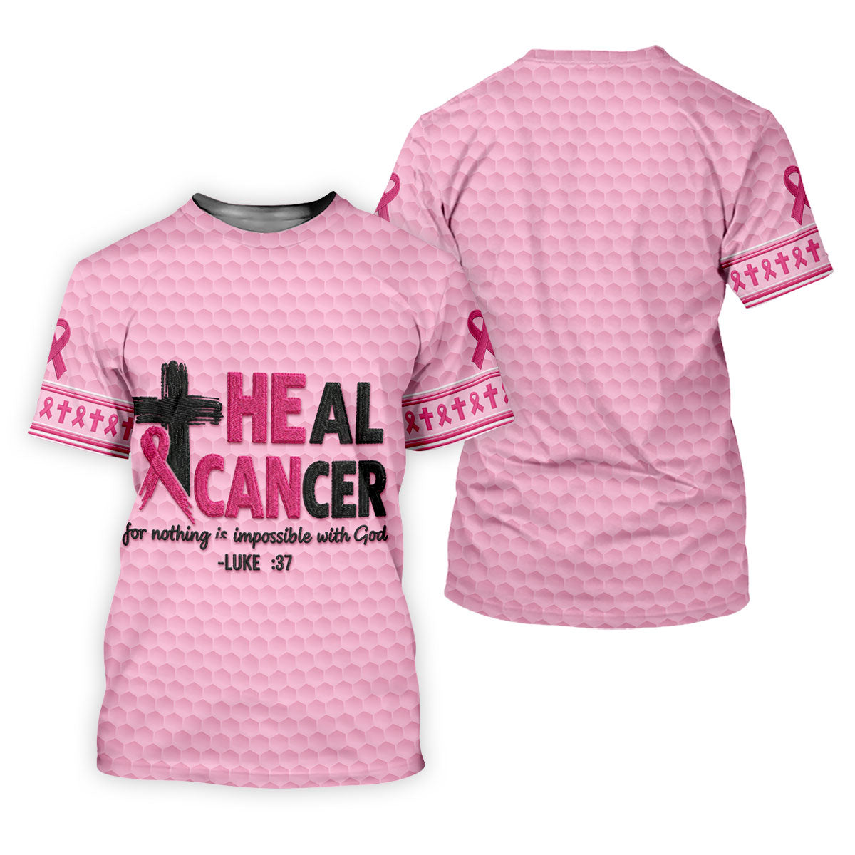 Heal Cancer Faith Pink Breast Cancer Awareness Shirt, Womens Golf Polo, Golf Shirts For Women