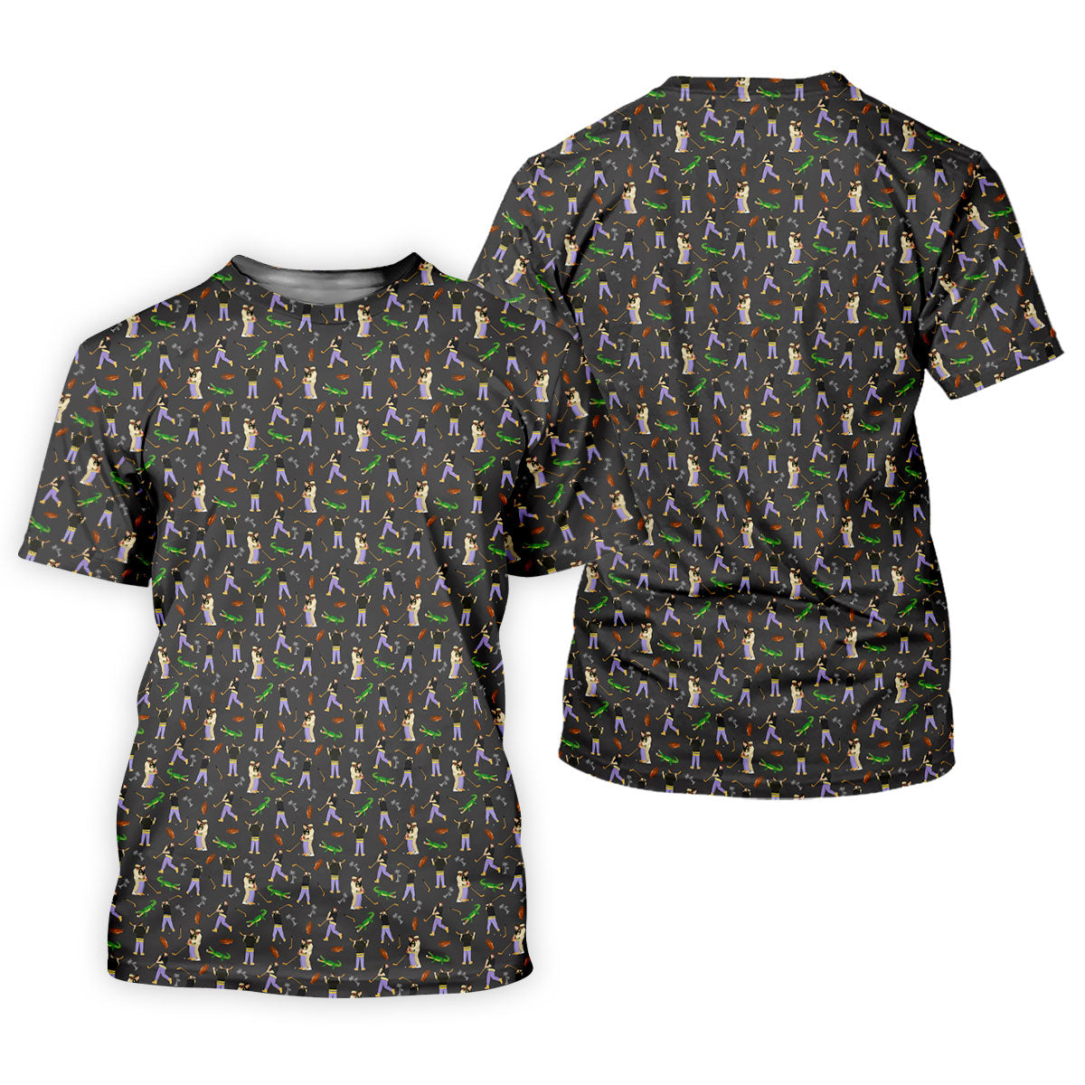 Funny Golf Lesson Alligator Pattern Polo Shirt, Golf Shirts For Men, Mens Golf Apparel
