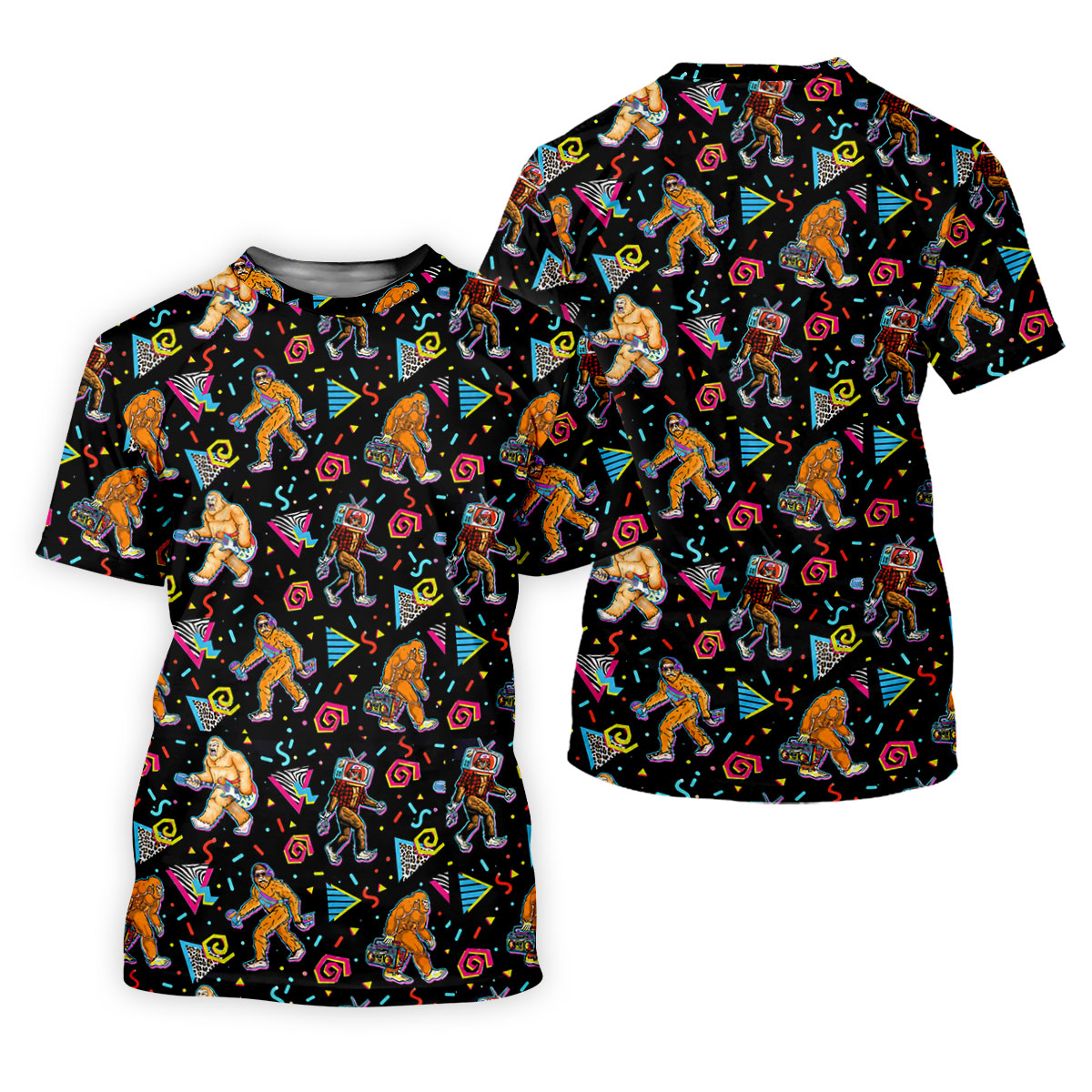 Retro Bigfoot Boombox Pattern Golf Shirt, Women’s Golf Polo, Golf Shirts For Women, Printed Golf Shirt