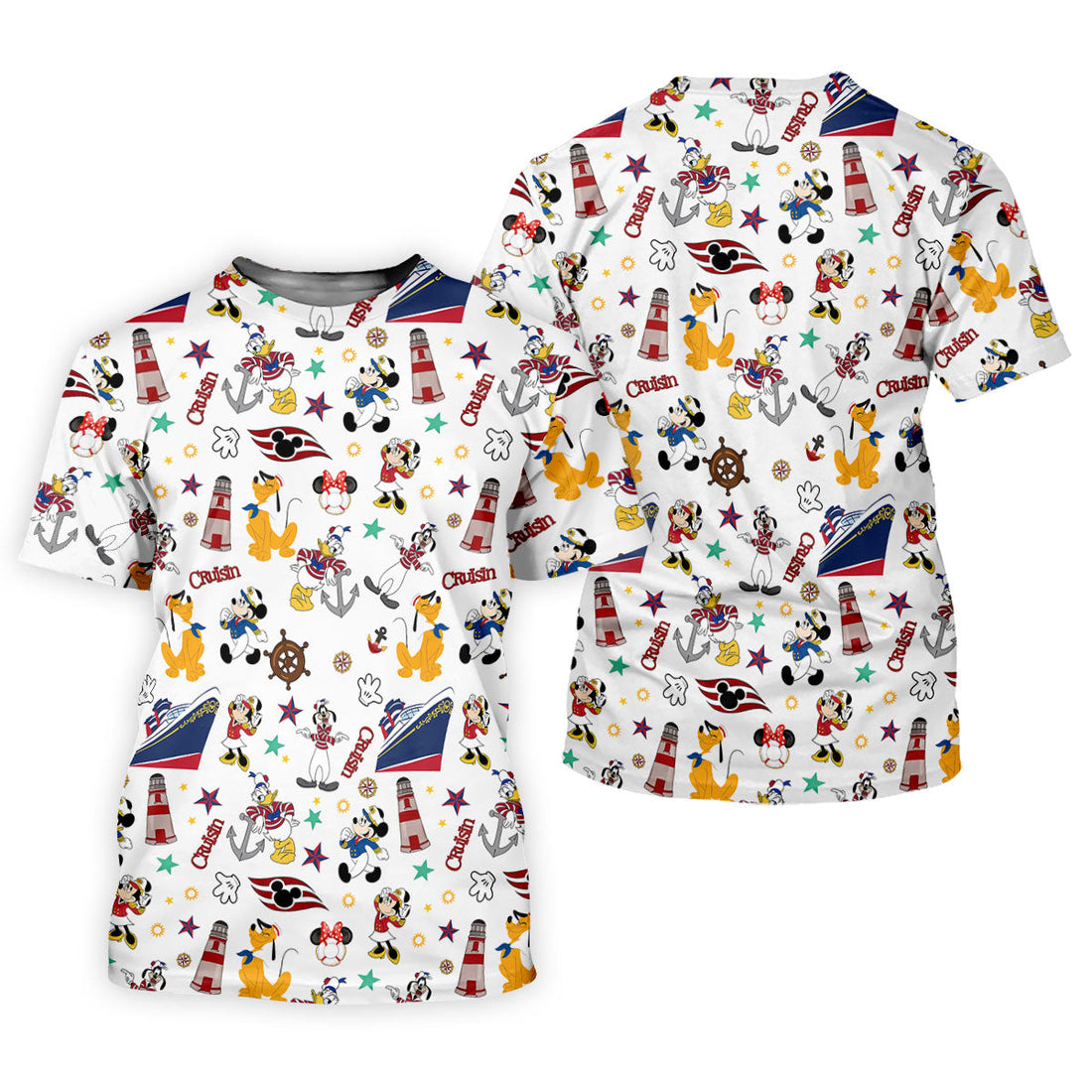 Cartoon Cruise Vacation Pattern Golf Polo Shirt, Golf Shirts For Women, Women’s Golf Polo