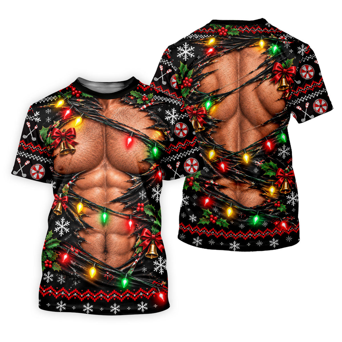 Christmas Ripped Muscle Polo Shirt, Christmas Golf Shirt For Women, Womens Golf Tops