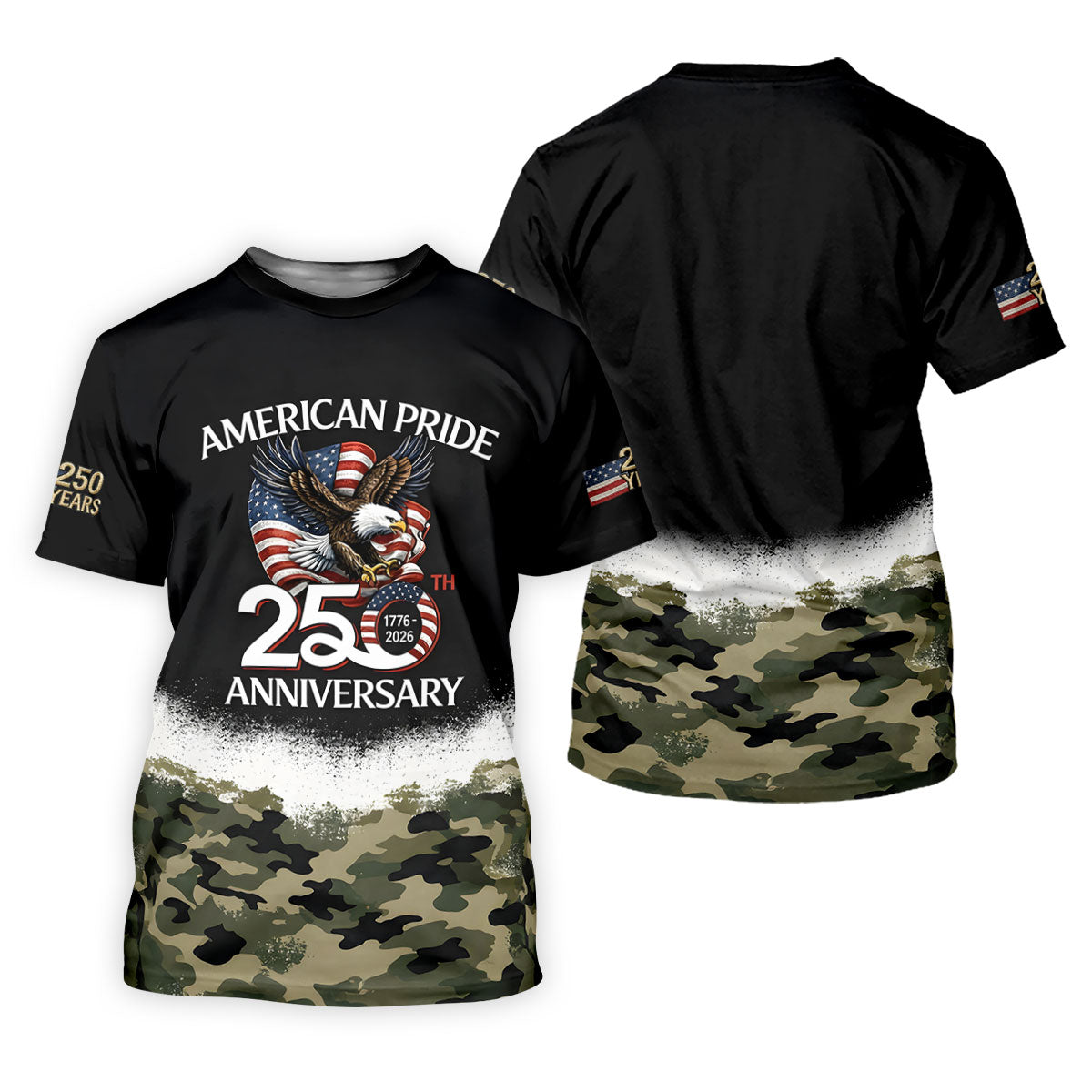 American Pride 250th Anniversary Camo Golf Shirt, Patriotic 4th Of July Golf Shirts For Men