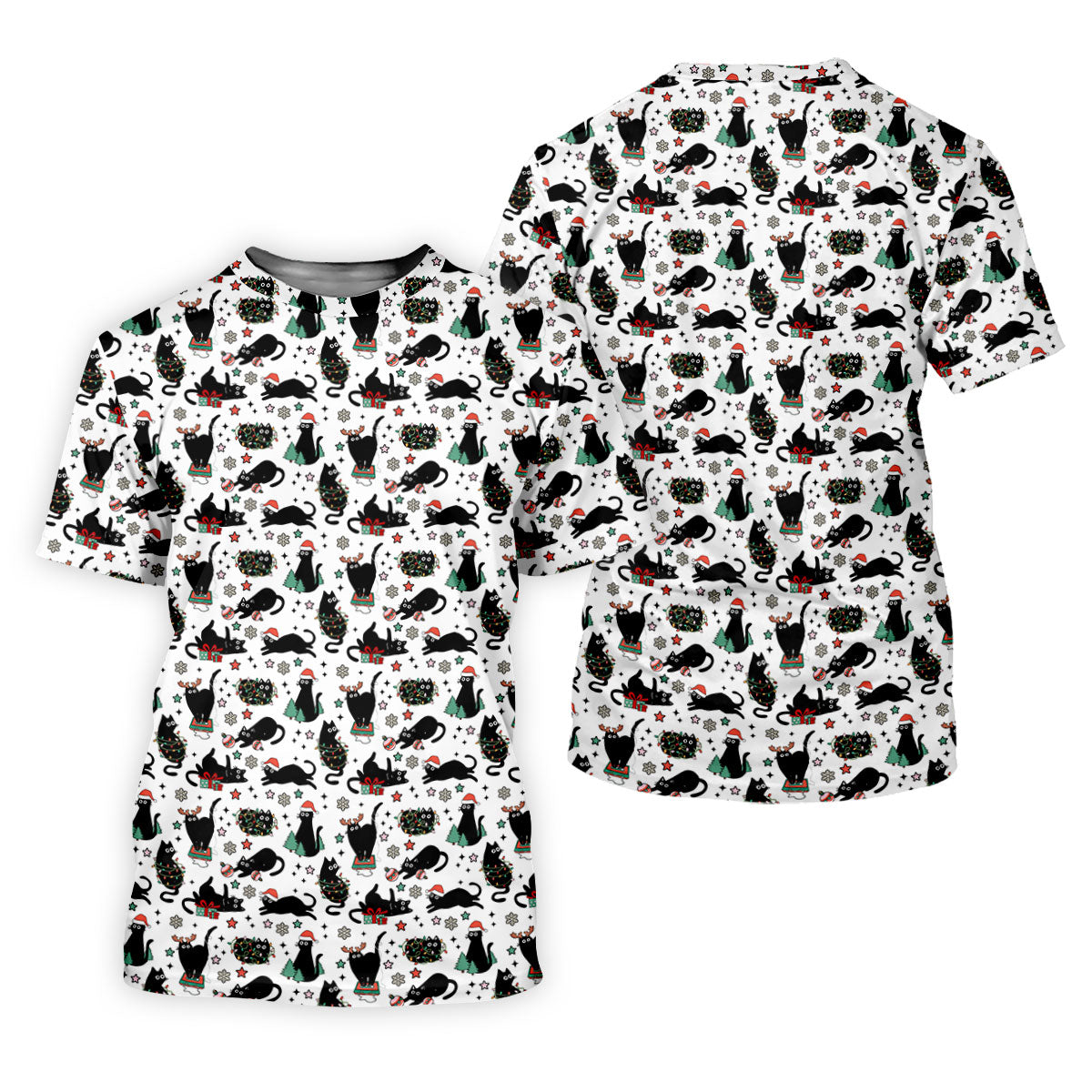 Xmas Black Cat Polo Shirts For Men, Christmas Golf Shirt, Golf Gift For Men, Christmas Golf Shirt