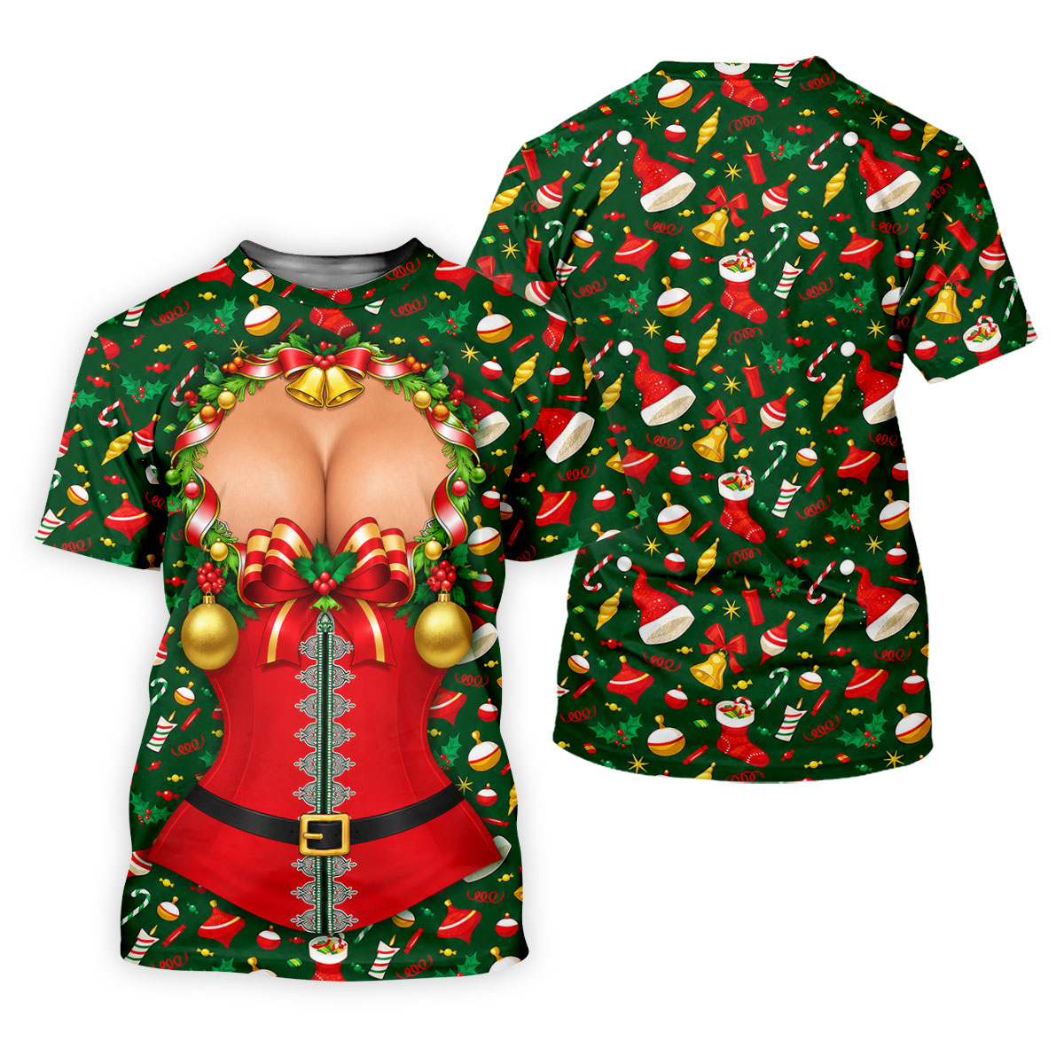 Festive Christmas Corset Bow Golf Polo Shirt, Christmas Golf Shirt, Women’s Golf Apparel