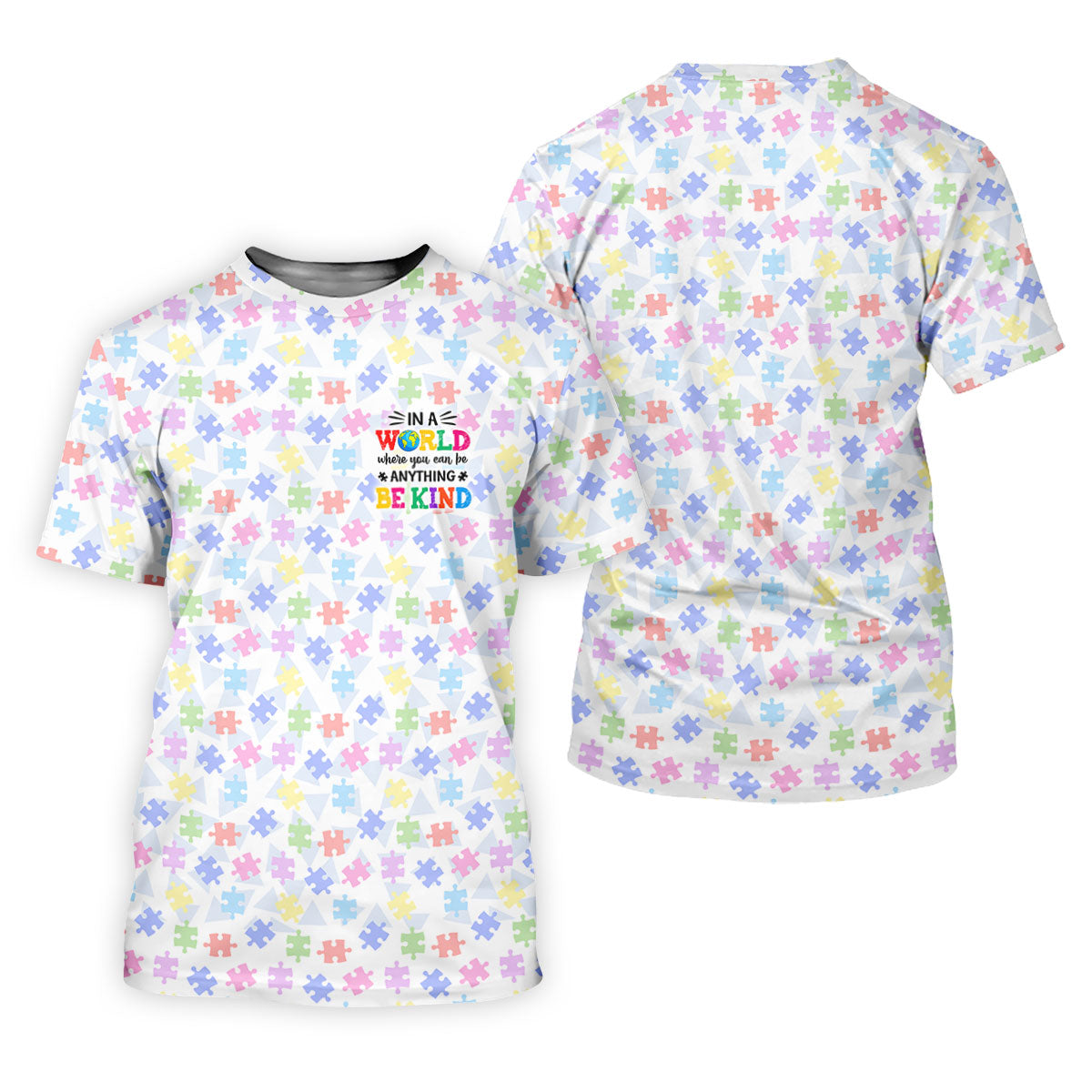 In A World Where You Can Be Anything Be Kind Autism Puzzle Golf Shirts For Men, Polo Shirts For Men