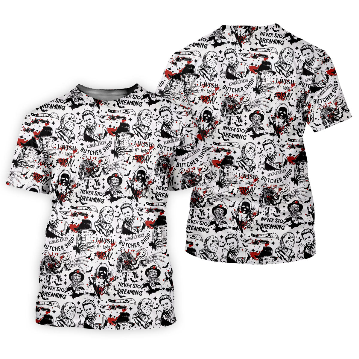 Classic Horror Character Collage Halloween Polo Shirt, Ladies Golf Shirt, Womens Golf Tops
