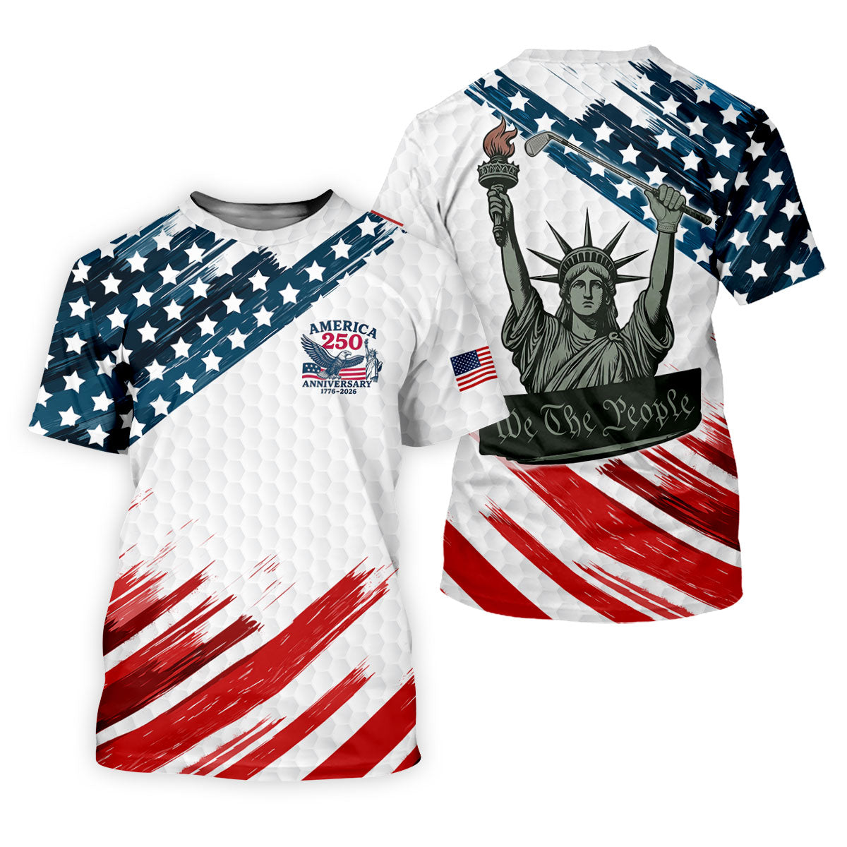 We The People Funny Statue Of Liberty US Flag Golf Shirt, 250 Years 4th Of July Golf Shirt For Women