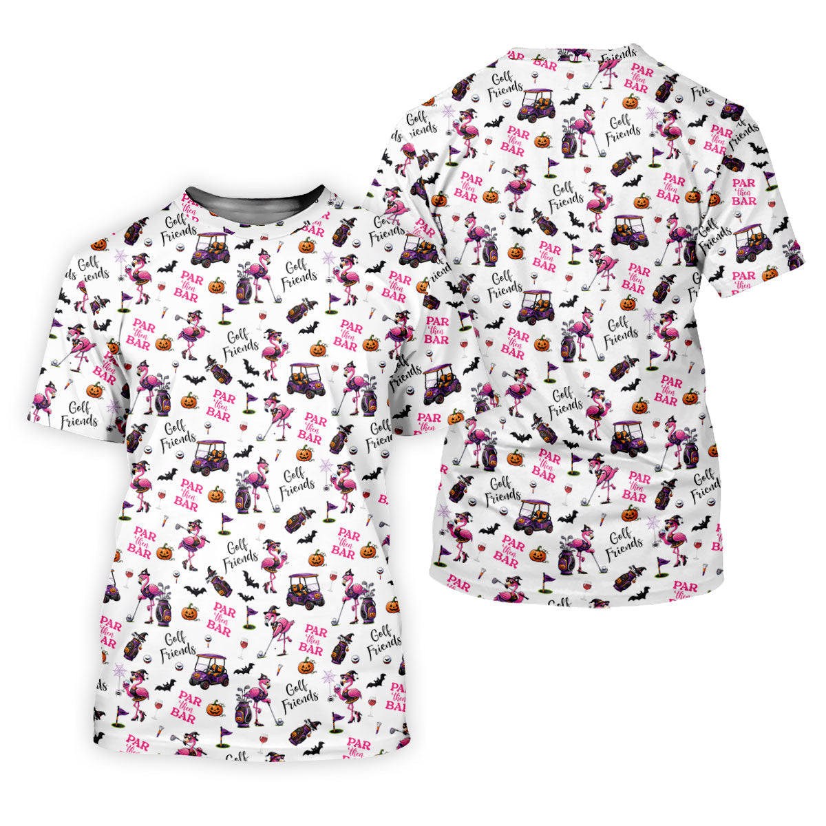White Par Then Bar Flamingo Halloween Shirt, Mens Golf Apparel, Polo Shirts For Men
