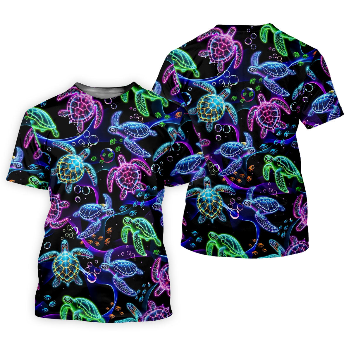 Neon Sea Turtle Ocean Pattern Hawaiian Golf Polo Shirt, Women’s Golf Polo, Ladies Golf Shirts
