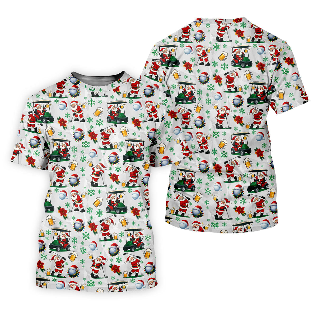 Santa Beer Christmas Golf Polo Shirt, Christmas Golf Shirt, Mens Golf Polo Shirt