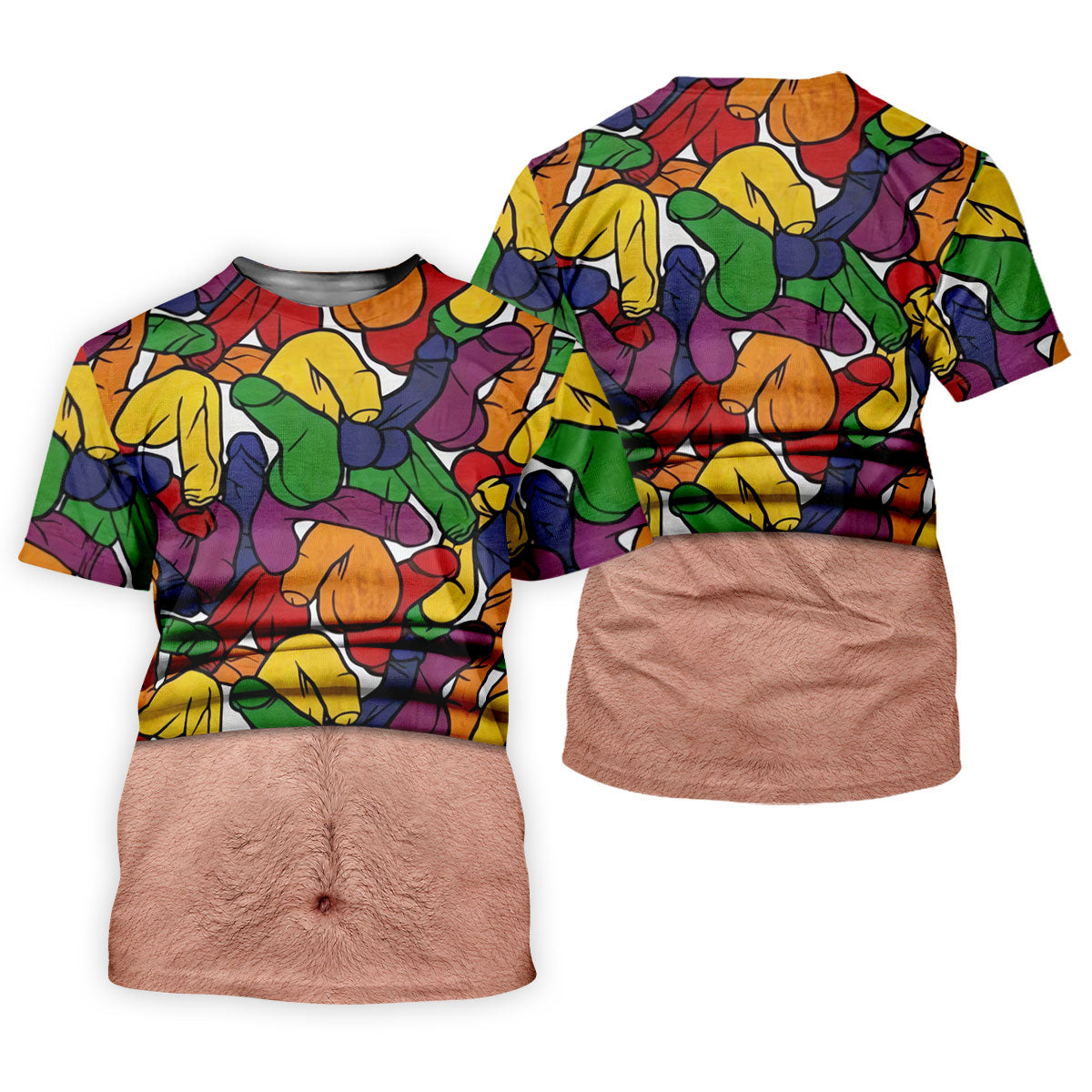 Funny Belly Illusion Colorful Pattern Polo Shirt, Womens Golf Polo, Golf Shirts For Women
