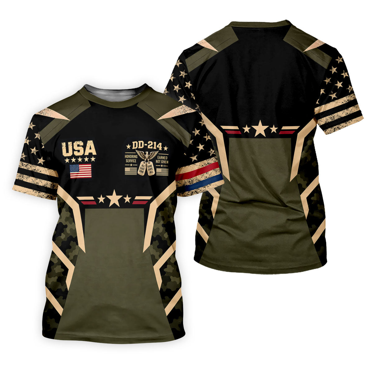 DD-214 USA Stars Camo Golf Polo Shirt, Womens Golf Shirts, Veterans Day Golf Shirt