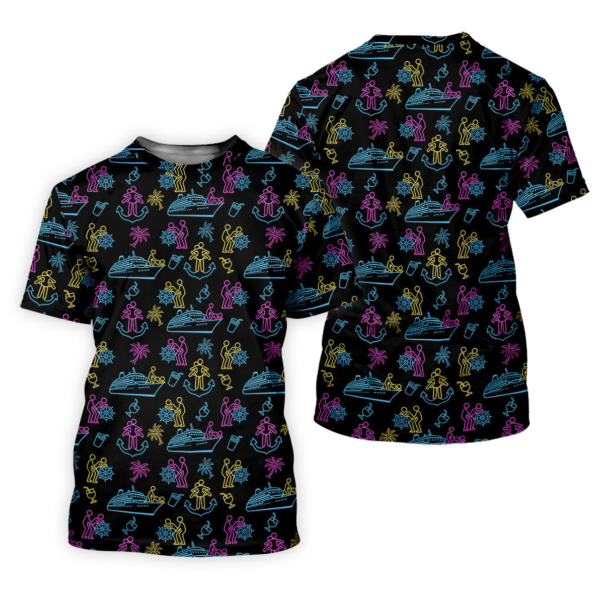 Funny Adult Cruise Vacation Pattern Polo Shirt, Mens Golf Polo, Printed Golf Shirts