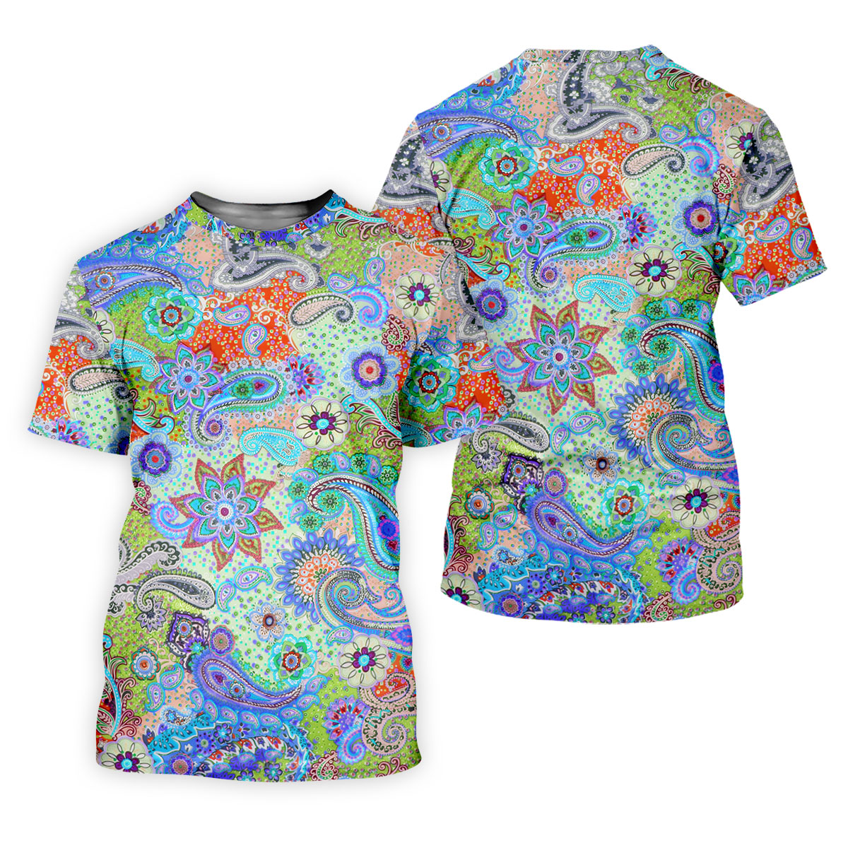Colorful Boho Paisley Floral Pattern Golf Polo, Hawaiian Golf Shirt, Golf Apparel For Men