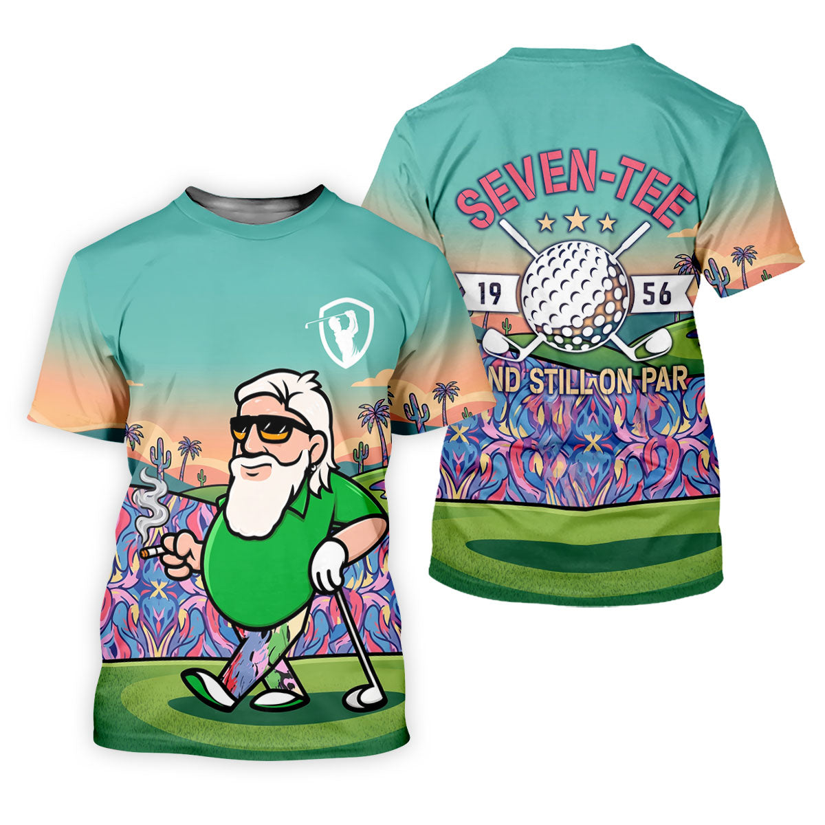 Retro Desert Bearded Golfer Men's Golf Shirt, Hawaiian Golf Shirt, Mens Golf Apparel