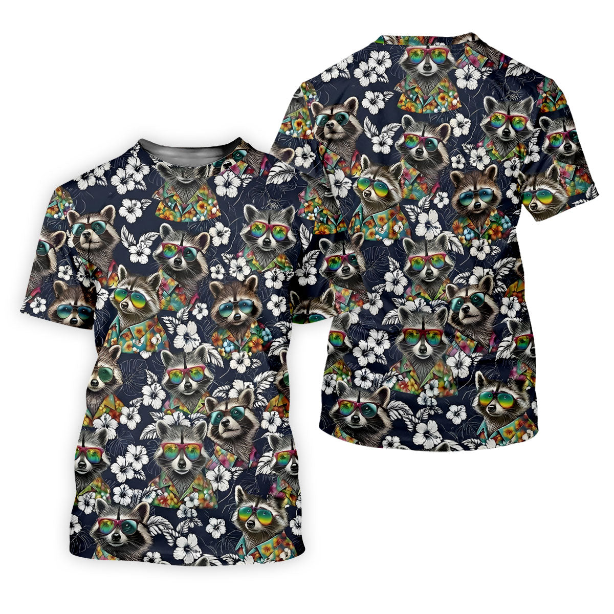 Raccoon Sunglasses Floral Tropical Hawaiian Shirt, Shirt For Women, Tropical Button Up Shirt