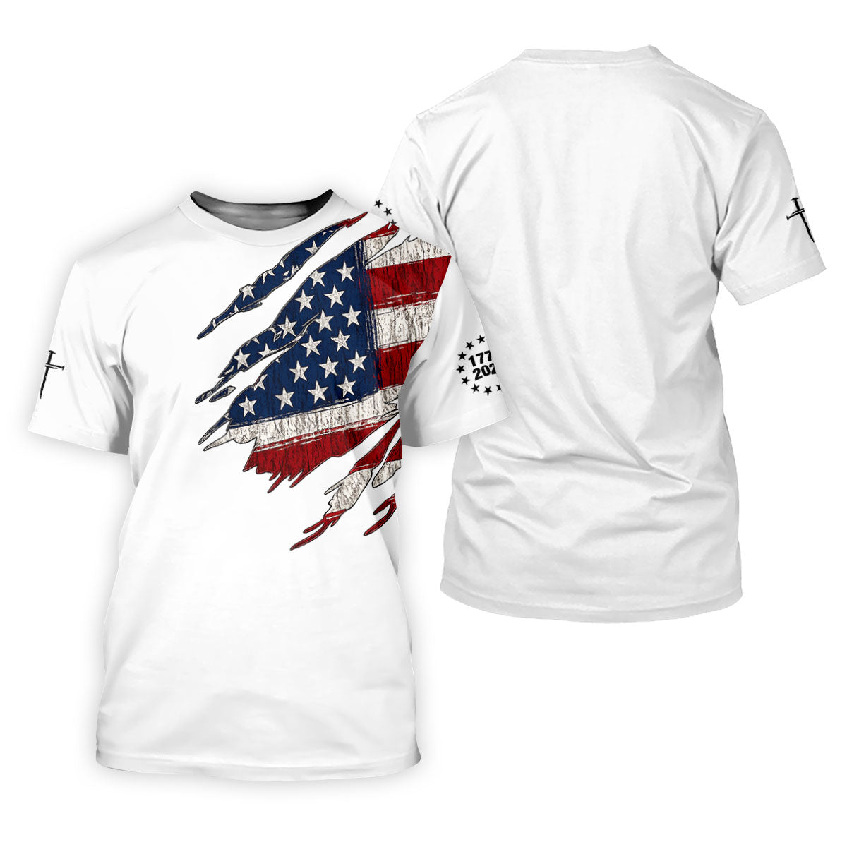 250th Anniversary Faith Cross Distressed USA Flag 4th Of July Golf Shirt, Patriotic Golf Shirt, Polo For Men