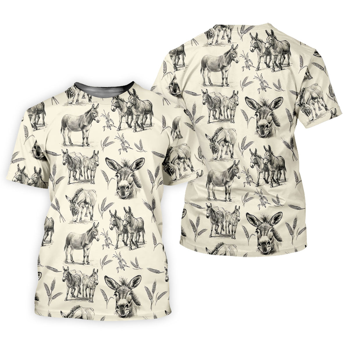 Vintage Donkey Sketch Pattern Hawaiian Golf Polo Shirt, Hawaiian Golf Shirt, Golf Shirts For Men