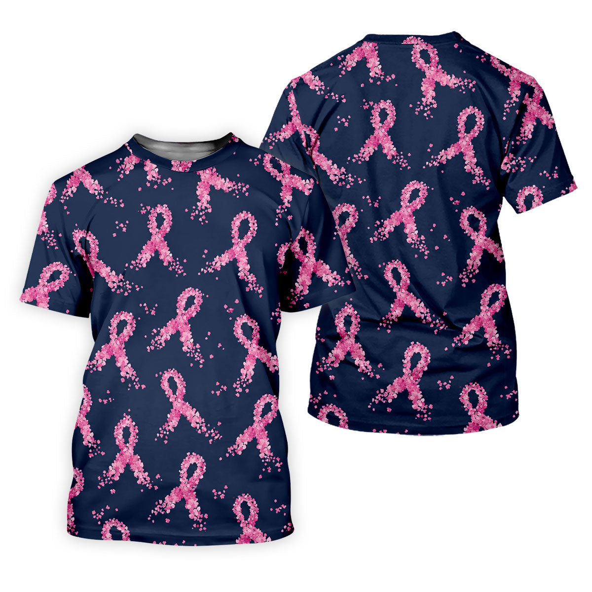 Pink Floral Ribbon Breast Cancer Awareness Polo Shirt, Ladies Golf Shirt, Performance Golf Shirt