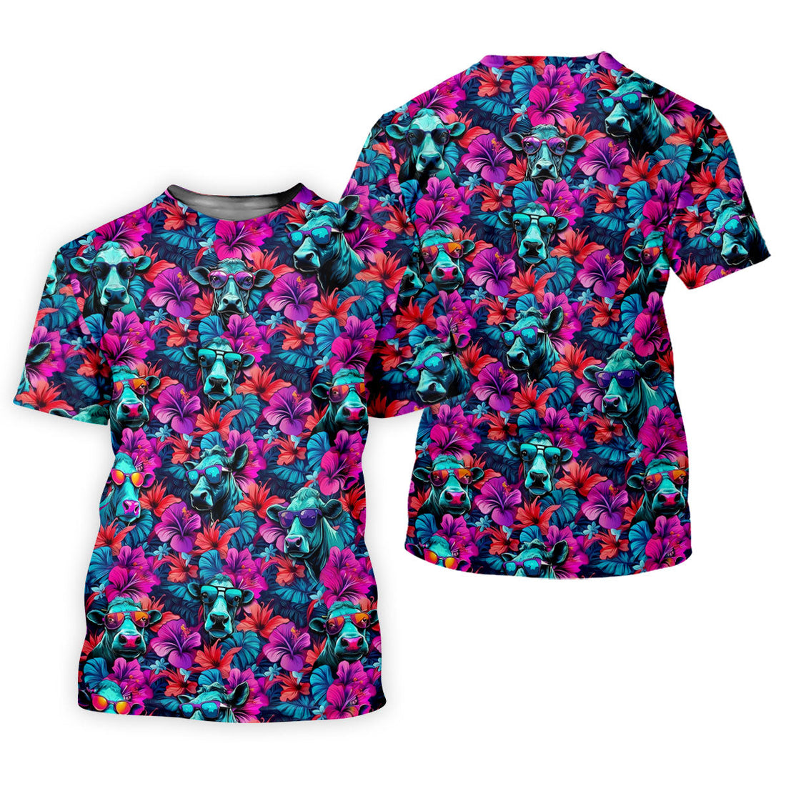 Funny Cow Wearing Sunglasses Tropical Golf Polo Shirt, Golf Shirts For Women, Women's Golf Apparel