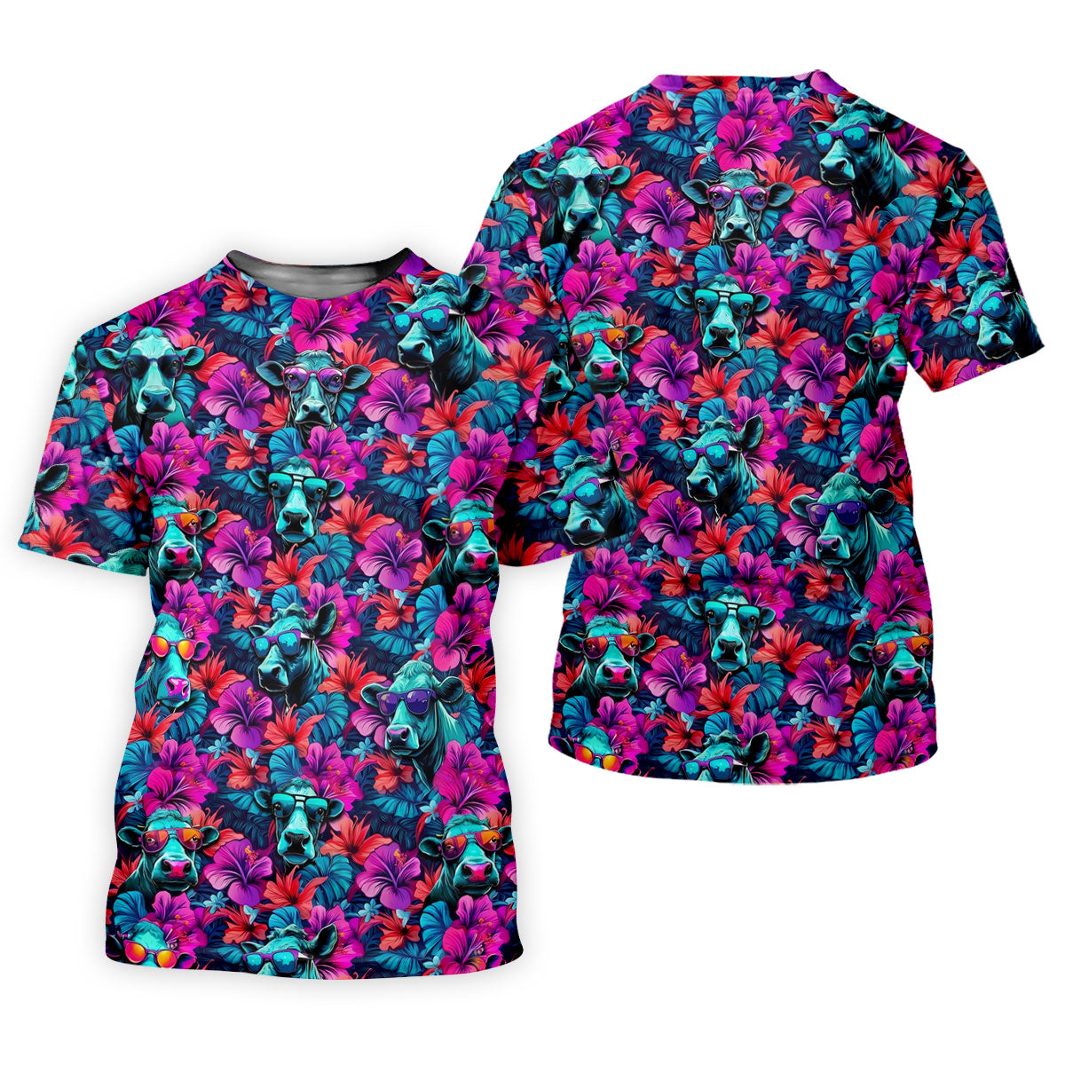 Funny Cow Wearing Sunglasses Tropical Golf Polo Shirt, Golf Shirts For Women, Women's Golf Apparel