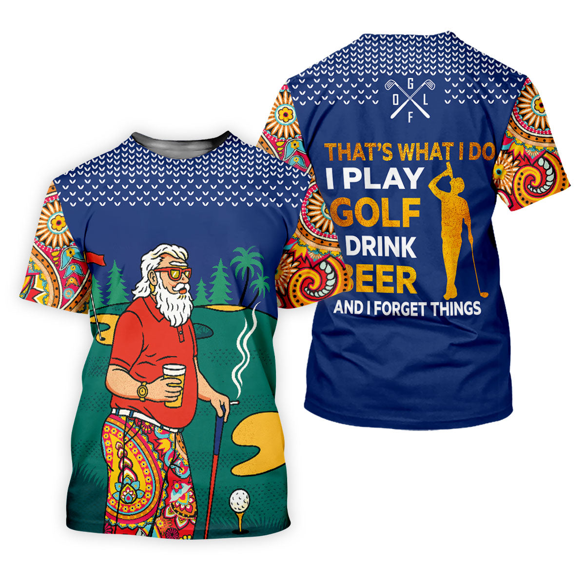 Vintage Bearded Golfer With Paisley Pants Golf Polo Shirt, Women’s Golf Polo, Golf Tops For Women