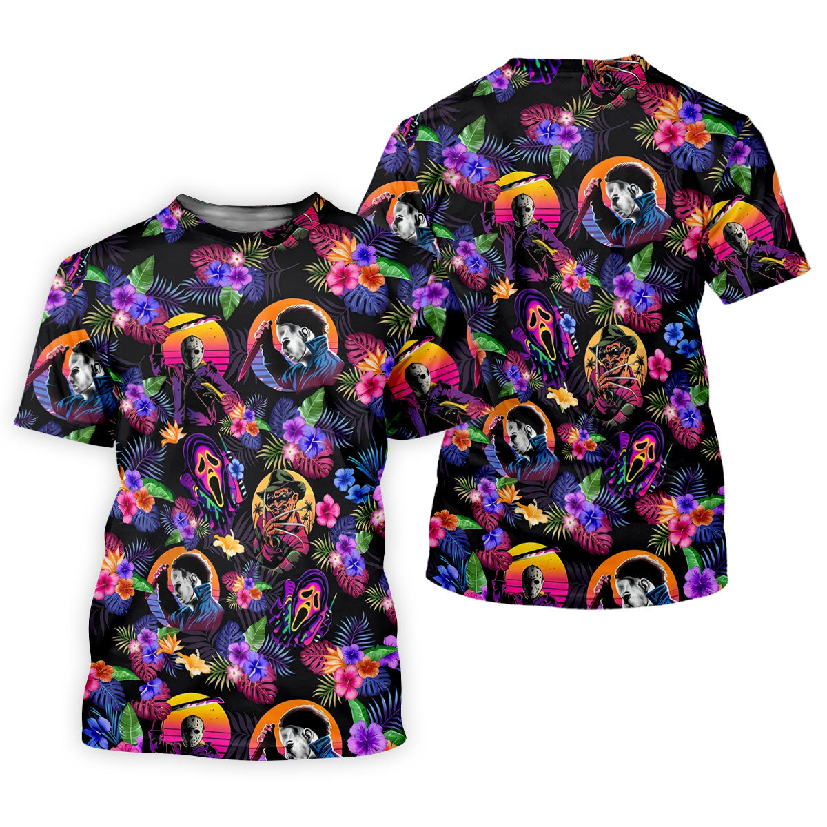 Retro Neon Horror Character Halloween Golf Shirt, Women’s Golf Polo, Printed Golf Shirt