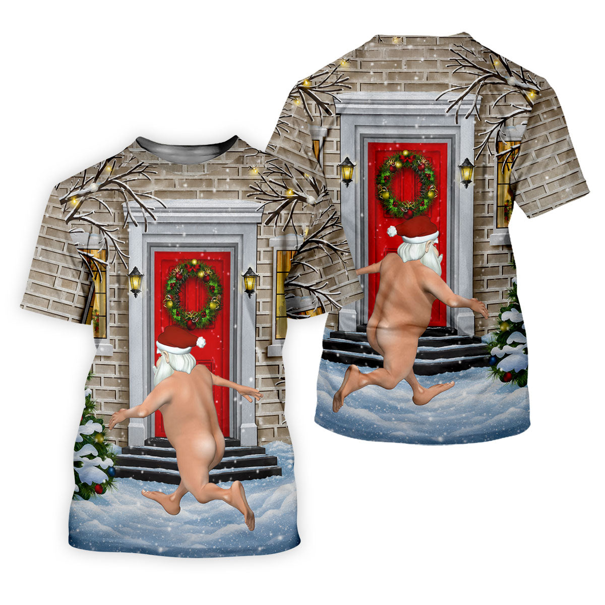 Women's Streaking Santa Doorbell Golf Shirt, Christmas Golf Shirt, Women’s Golf Apparel