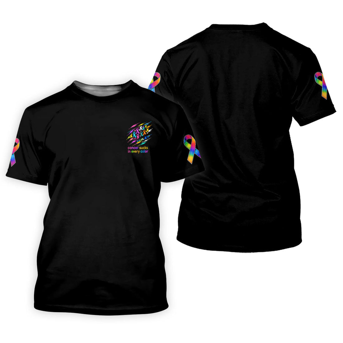 Cancer Sucks In Every Color Awareness Ribbon Golf Polo Shirt, Women's Golf Polo