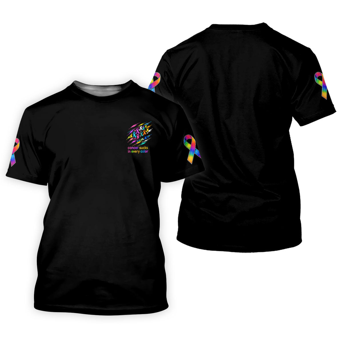 Cancer Sucks In Every Color Awareness Ribbon Golf Polo Shirt, Women's Golf Polo