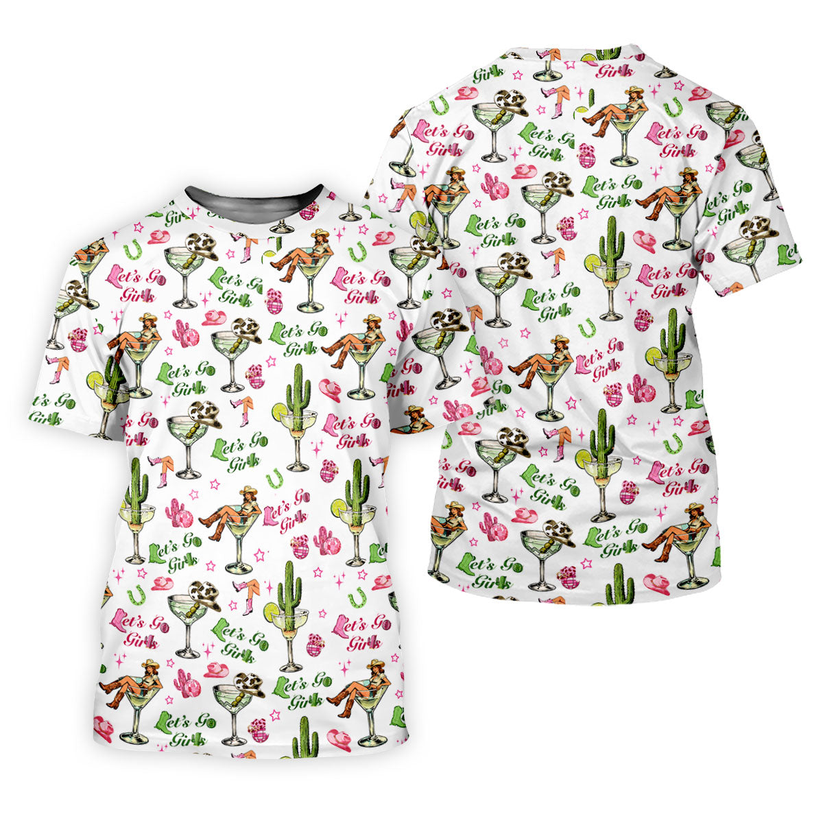 Let's Go Girls Cowgirl Margarita Golf Polo Shirt, Ladies Golf Shirts, Women's Golf Polo