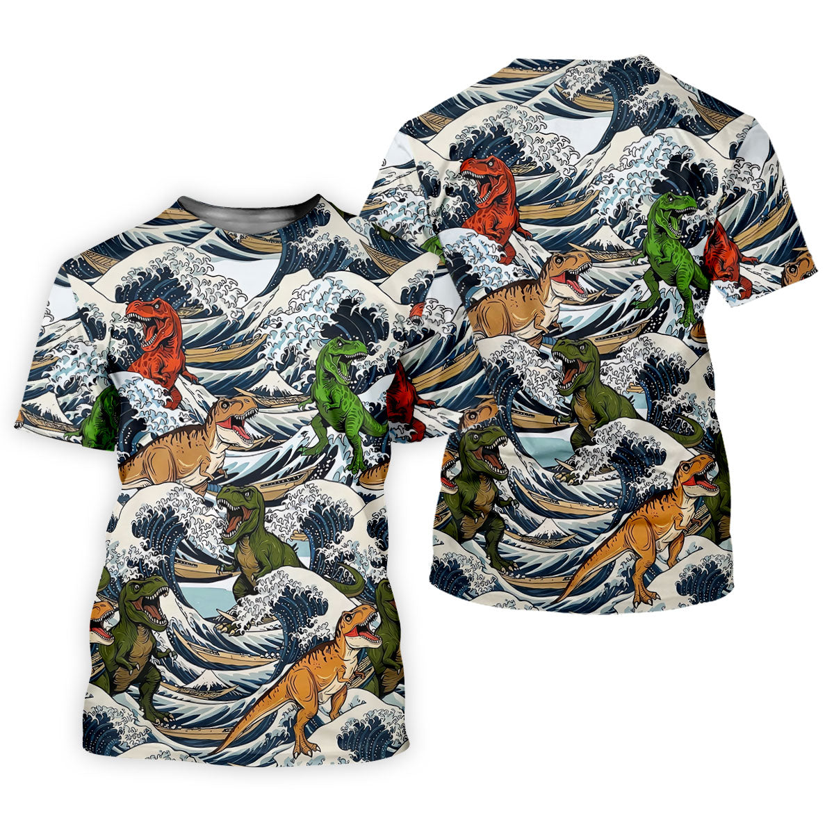 T Rex Surfing Great Wave Golf Polo Shirt, Women's Golf Polo, Golf Shirts For Women