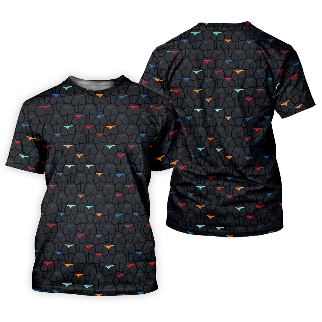 Funny Colorful Panty Butt Pattern Golf Polo Shirt, Printed Golf Shirts, Men's Golf Shirt