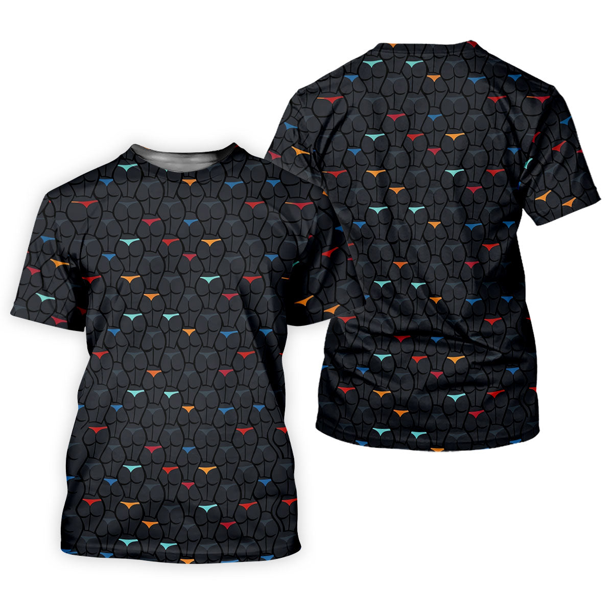 Funny Colorful Panty Butt Pattern Golf Polo Shirt, Printed Golf Shirts, Men's Golf Shirt