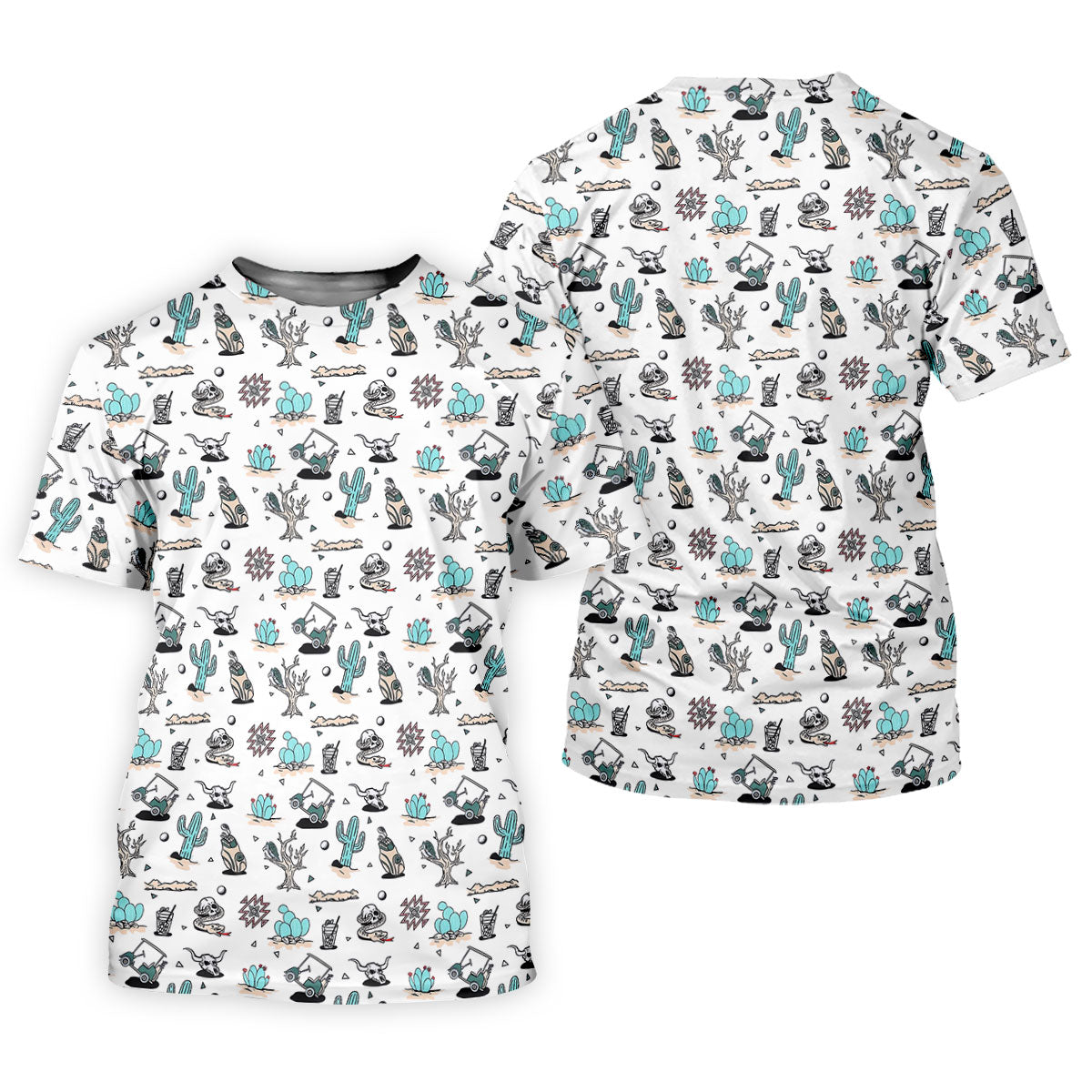White Desert Golf Pattern Golf Polo Shirt, Golf Polo Shirts For Men, Hawaiian Golf Shirt