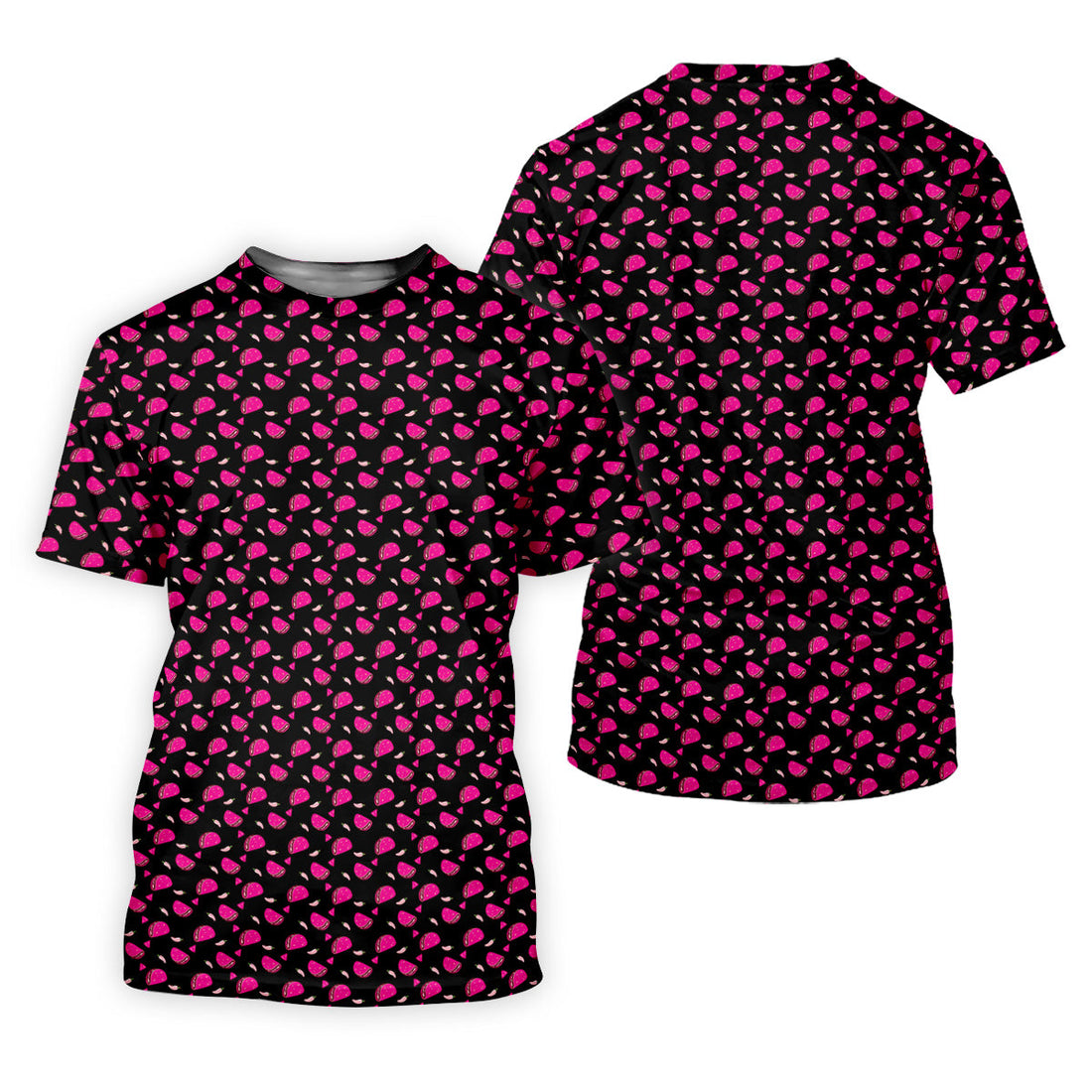 The Pink Taco Seamless Pattern Black Golf Shirt, Golf Tops For Men, Tacos Lover Golf Gift For Men