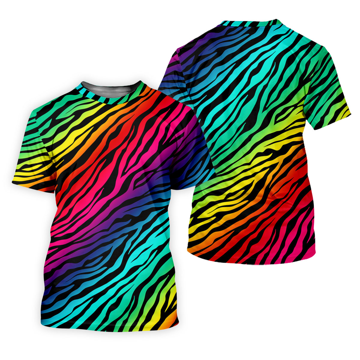 Rainbow Gradient LGBT Support Zebra Pattern Ladies Golf Tops, Pride Month Golf Shirt For Women